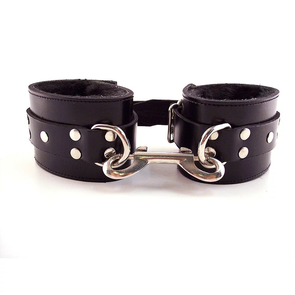 Rouge Garments Black Fur Wrist Cuffs Adjustable Restraints > Bondage Gear > Handcuffs