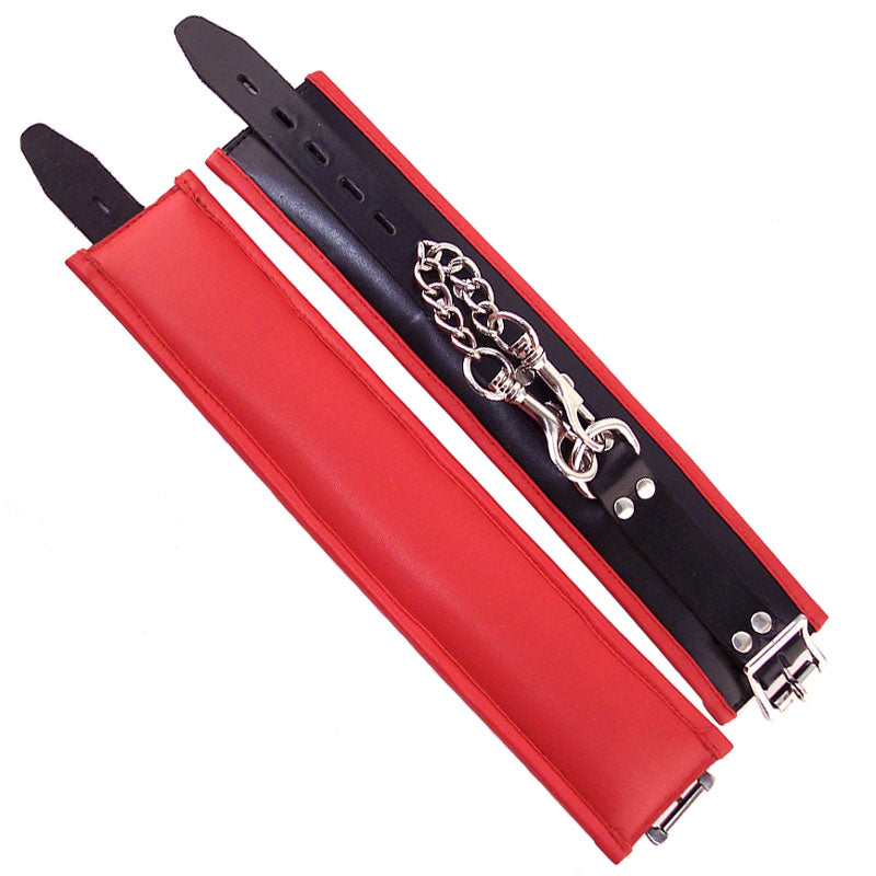 Rouge Garments Padded Leather Wrist Cuffs With Red Trim Secondary image