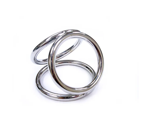 Rouge Stainless Steel Triple Cock Ring Cage Medium Package 40mm 45mm 50mm Rings Cages