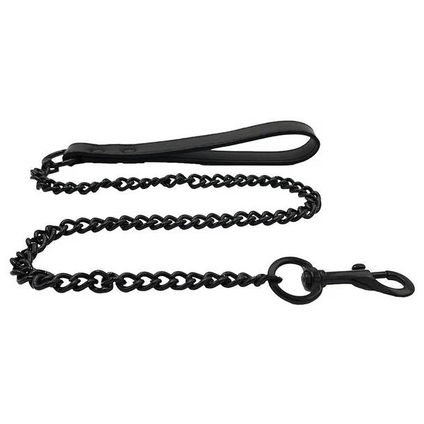 Rouge Black Leather Leash with Metal Chain Trigger Hook Secondary image