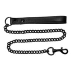 Rouge Black Leather Leash with Metal Chain Trigger Hook > Bondage Gear > Collars & Leashes