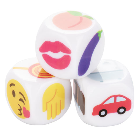 CalExotics Emojigasm Dice Naughty Acrylic Game for Couples 3 Piece Set Games
