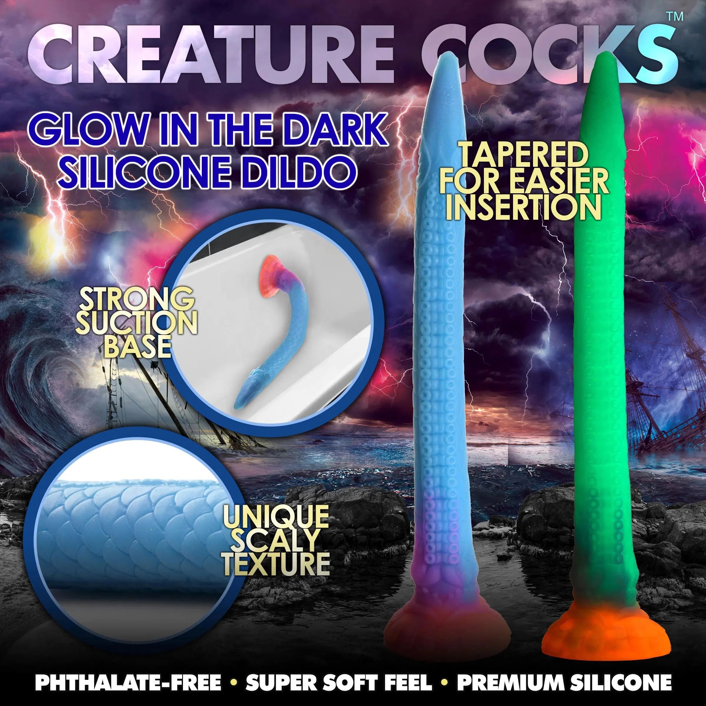 Creature Cocks Makara Glow-in-the-Dark Silicone Snake Dildo > Dildos > Fantasy