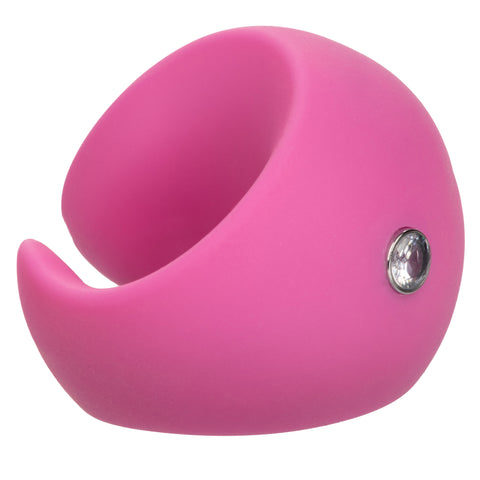 LuvMor "O"s Pink Mini Curved Massager with 10 Speeds, Liquid Silicone, USB Rechargeable, Waterproof Finger Stimulator
