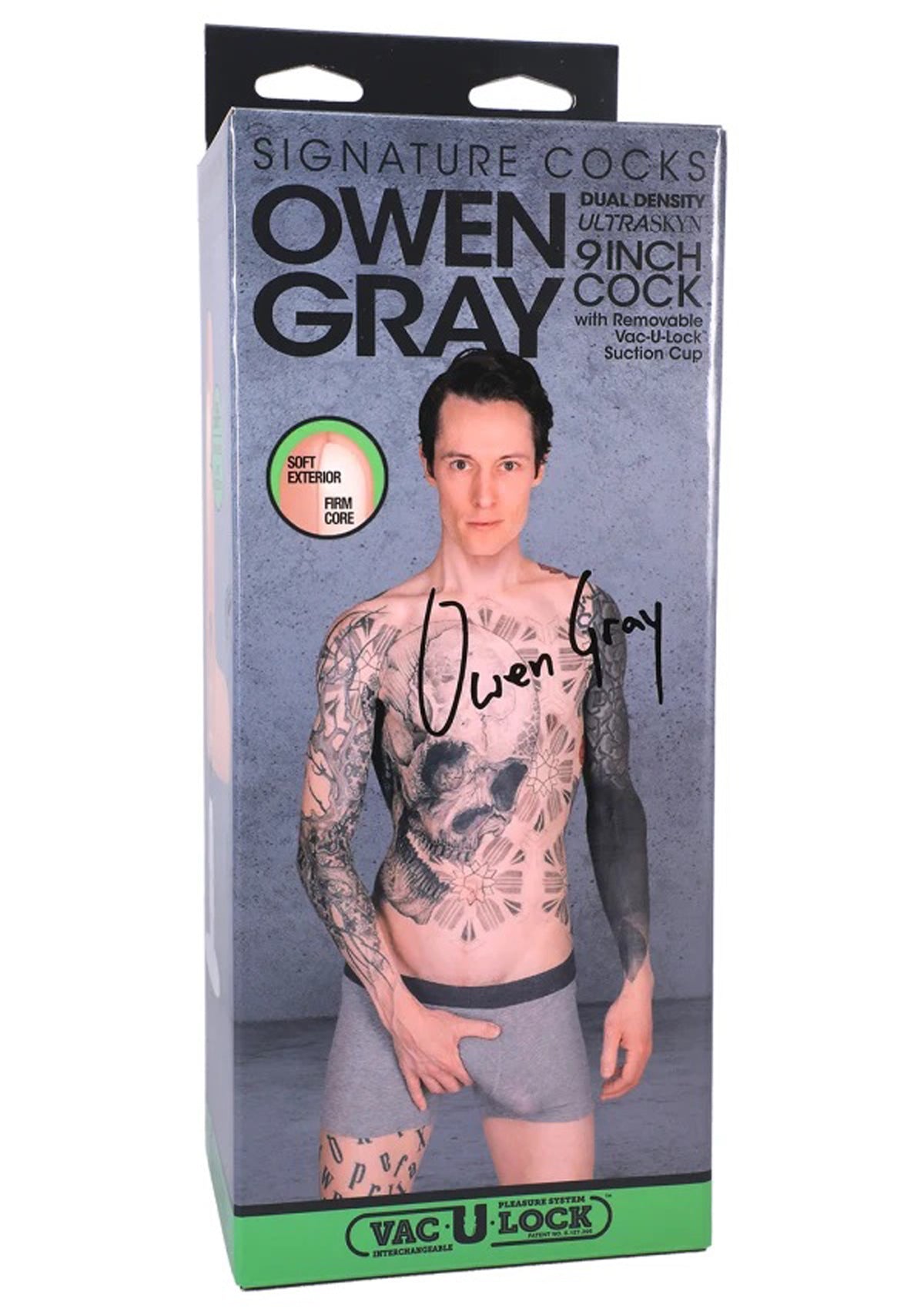 Signature Cocks Owen Gray 9 Inch Ultraskyn Dual Density Cock with Removable Vac-U-Lock Suction Cup > Dildos > Performer Replica