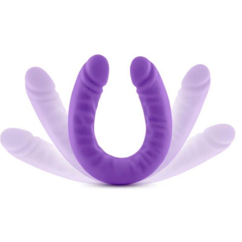Ruse Silicone Slim 18in Purple Double Dong Dildo 1.5in Wide Double Dongs