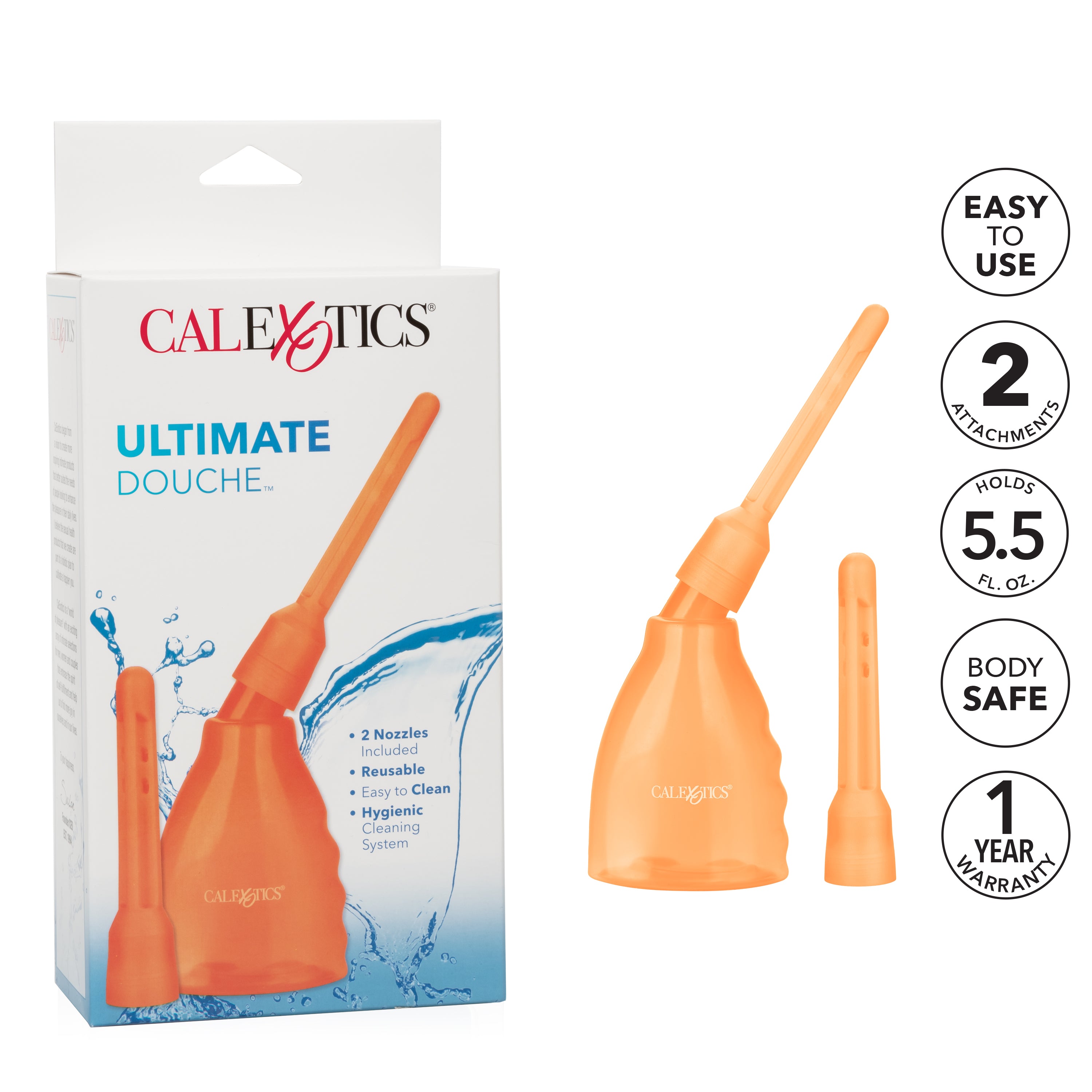 Ultimate Douche Orange Reusable Anal Cleaning System with Multi-Directional Probe and Applicator Tip > Essentials > Feminine Care
