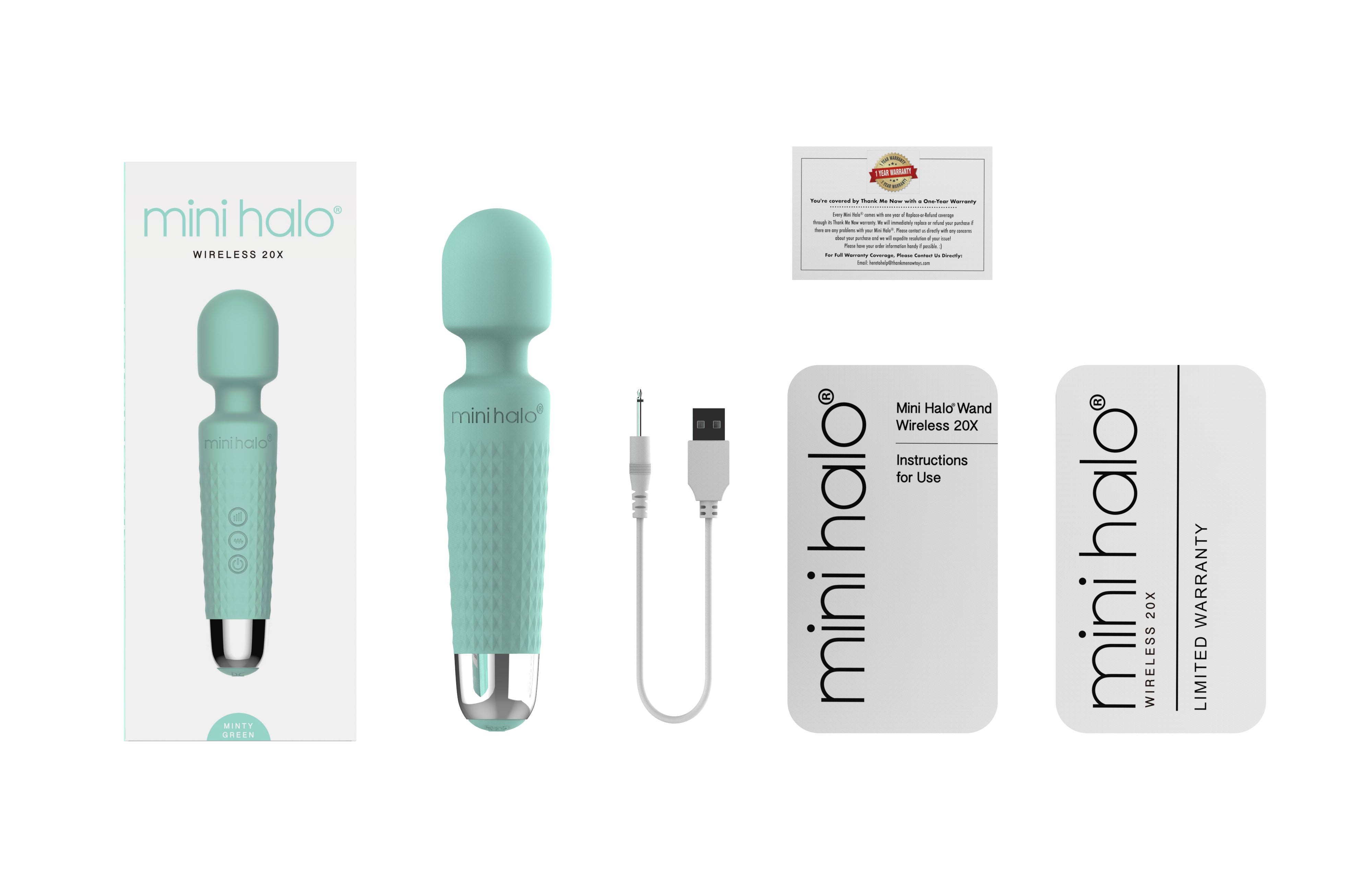 Shibari Mini Halo Wireless 20X Minty Green Massage Wand Electric Massager