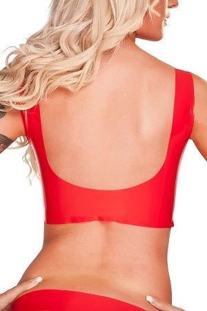 Saxenfelt Latex Top Ouvert Red Large Womens Latex