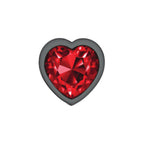 Cheeky Charms Gunmetal Butt Plug with Heart Red Jewel Large > Anal Range > Jewel Butt Plugs