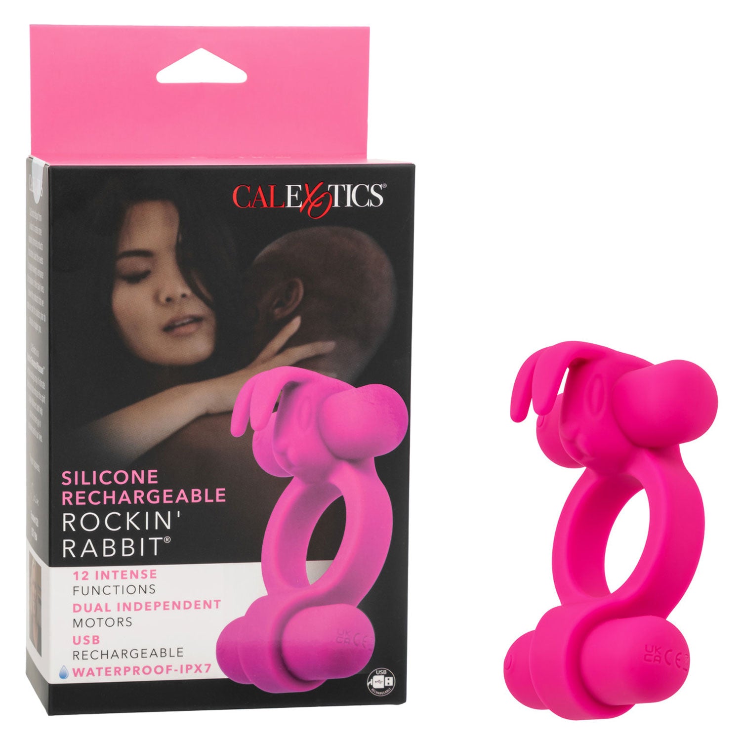 Silicone Rockin’ Rabbit Pink Couples Vibrator with Dual Independent Motors > Cock Ring > Vibrating