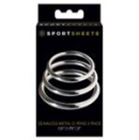 Sportsheets Seamless Metal O-Ring 3 Pack Set of 3 Sizes with 1.5 Inch, 1.75 Inch, and 2 Inch Diameter Silver Metal Rings > Realistic Dildos and Vibes > Strap On Harnesses