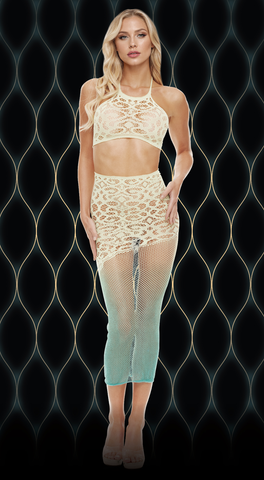 Lapdance Green Goddess 2-Piece Set (Cream) – Lingerie Lingerie Sets