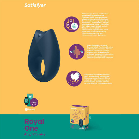Satisfyer Royal One - App Controlled Vibrating Cock Ring Navy COCK RINGS-PREMIUM