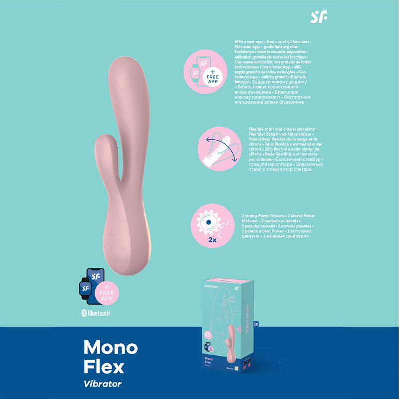 Satisfyer Mono Flex Mauve USB Rechargeable Rabbit Vibrator 10.5 Inch Pink VIBRATORS-RABBIT