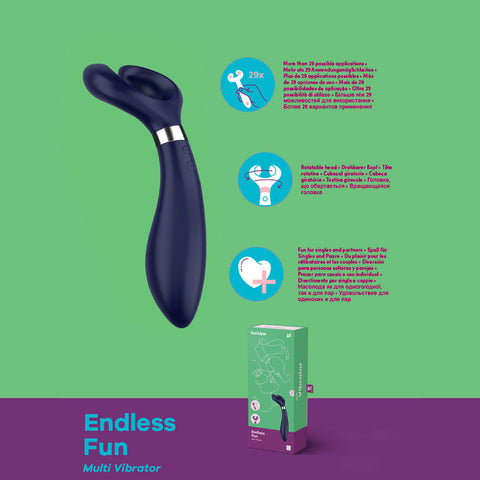 Satisfyer Endless Fun - 180° Rotating Multi-Toy Stimulator - Blue Blue STIMULATORS