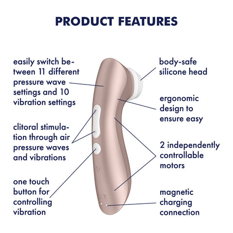 Satisfyer Pro 2+ Clitoral Stimulator 164mm Touch-Free USB Rechargeable STIMULATORS