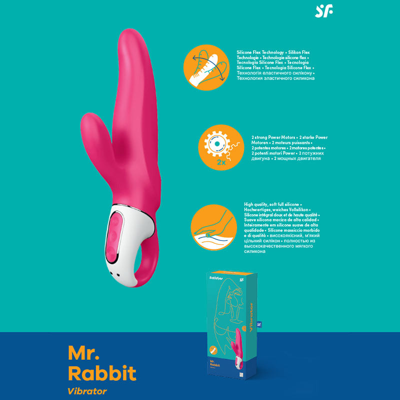Satisfyer Vibes Mr Rabbit 9 Inch Dual Motor Silicone Rabbit Vibrator Pink > Vibrators > Ladies > Rabbit