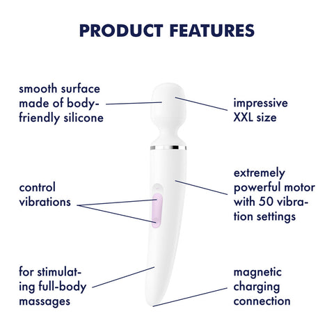 Satisfyer Wand-er Woman Rechargeable Massage Wand White Electric Massager