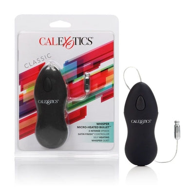 Whisper Micro-Heated Bullet 2-Speed Satin Finish Black Vibrating Massager Black BULLETS