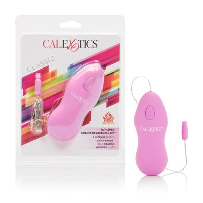 Whisper Micro-Heated Bullet Pink 2-Speed Compact Vibrating Massager with Heat and Silver Plated Finish Pink BULLETS