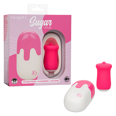 Sugar Craze Pink Flickering Tongue Stimulator with 10 Functions, USB Rechargeable, Waterproof Silicone Massager with Travel Case Default Title STIMULATORS