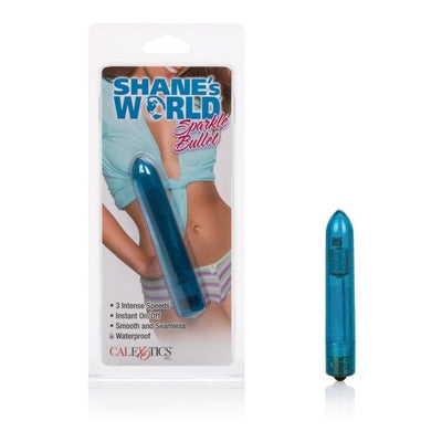 Shane's World Sparkle Bullet 4 Inch Blue Waterproof Vibrating Stimulator Blue BULLETS