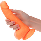 Neon Silicone Studs 6 Realistic Suction Cup Dildo With Balls By CalExotics - Orange