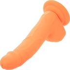 Neon Silicone Studs 6 Realistic Suction Cup Dildo With Balls By CalExotics - Orange