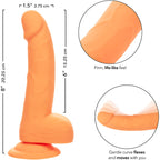 Neon Silicone Studs 6 Realistic Suction Cup Dildo With Balls By CalExotics - Orange