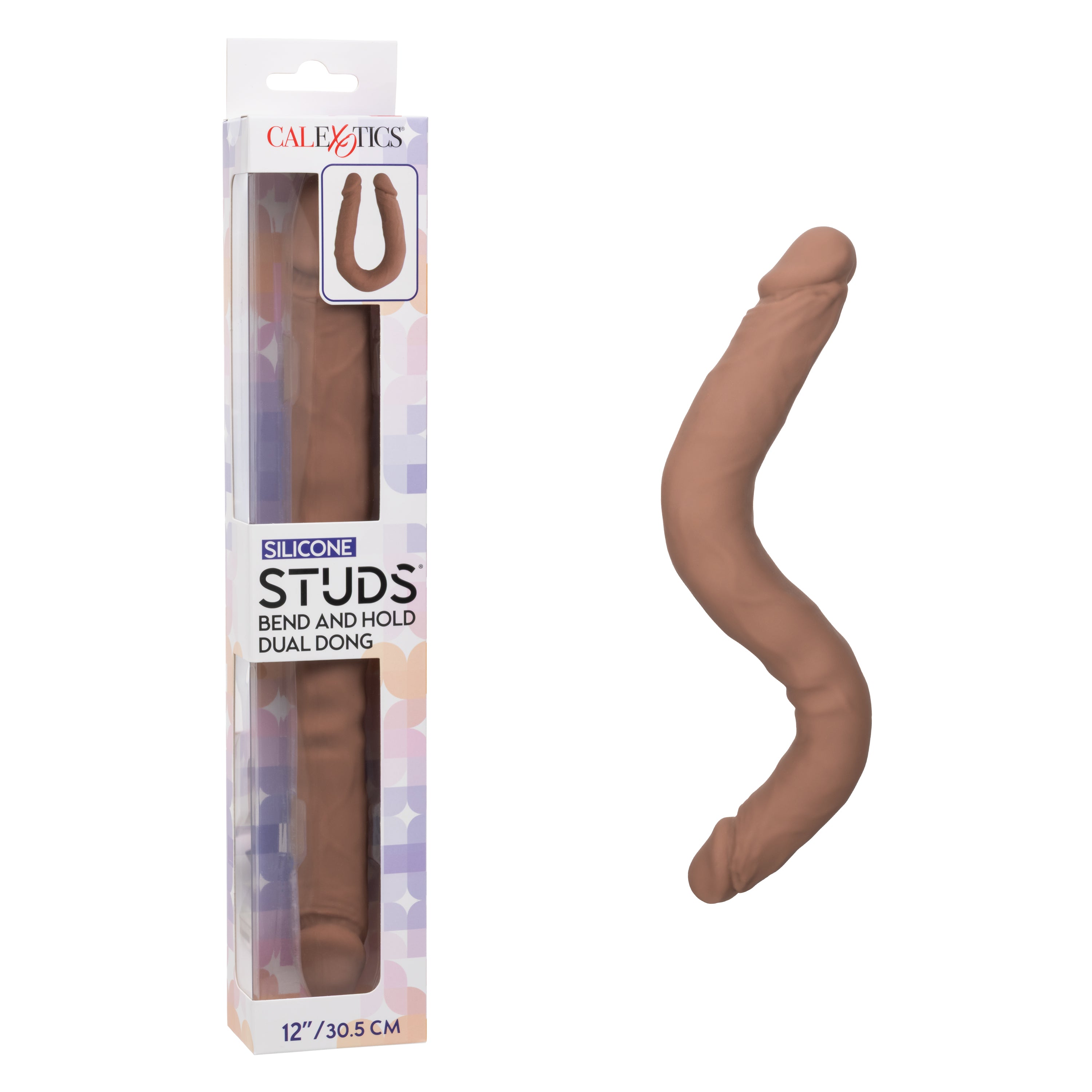 Silicone Studs Bend and Hold Dual Dong (Brown) – 12 Inch Silicone Double-Ended Dildo > Dildos > Double Dildos Main image