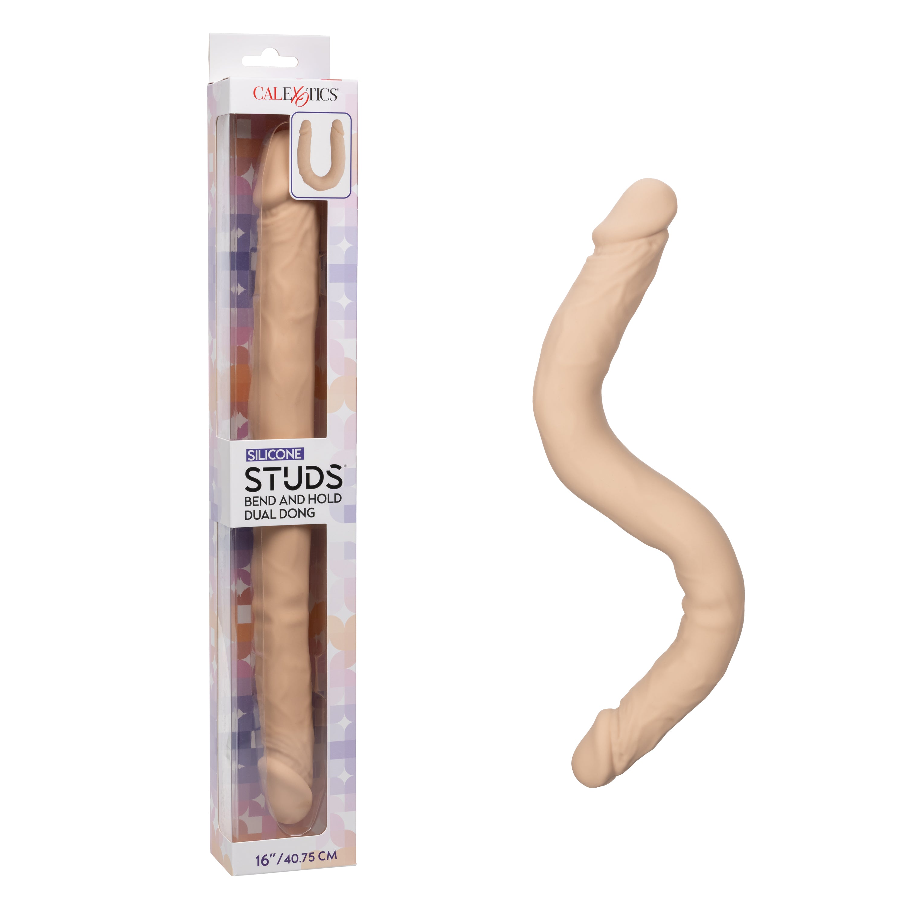 Silicone Studs Bend and Hold Dual Dong (Ivory) – 16 Inch Silicone Dong > Dildos > Double Dildos Main image