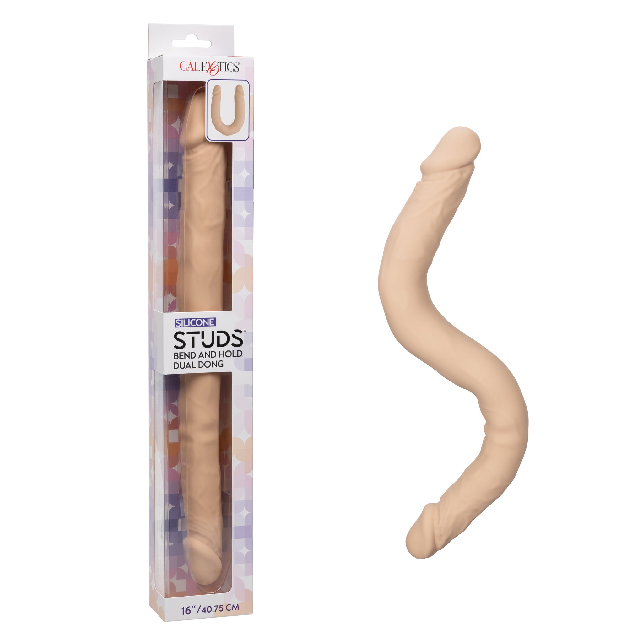 Silicone Studs Bend and Hold Dual Dong (Ivory) – 16 Inch Silicone Dong > Dildos > Double Dildos