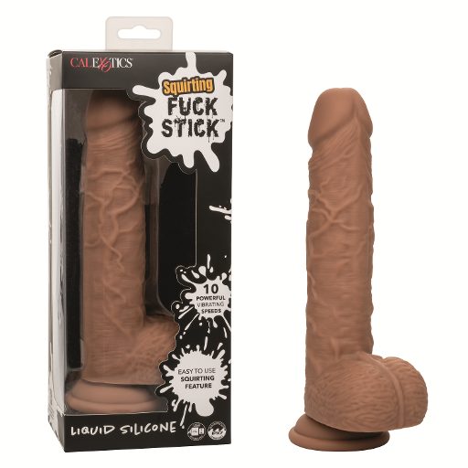 Squirting Fuck Stick Brown Rechargeable Liquid Silicone Dong with 10 Vibration Speeds and Suction Cup Base 7.5 Inch Default Title Dongs Squirting