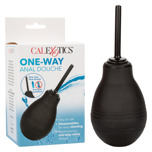 CalExotics One-Way Anal Douche with Black Leak-Proof Nozzle 7.3 fl. oz. Squeeze Bulb Black Douches