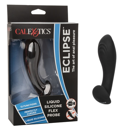 Eclipse Liquid Silicone Flex Probe Black Rechargeable Waterproof Vibrating Anal Massager Default Title Prostate Tools
