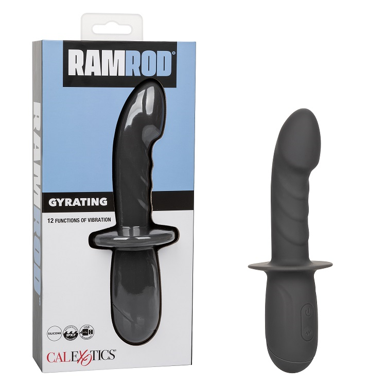 Ramrod Gyrating Black Silicone Probe with 12 Vibrating Functions and USB Rechargeable Waterproof Design Default Title Prostate Tools