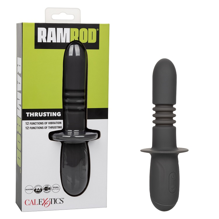 Ramrod Thrusting Black Dual Motor Silicone Probe with 12 Vibration and Thrusting Functions Default Title Dongs Neutral