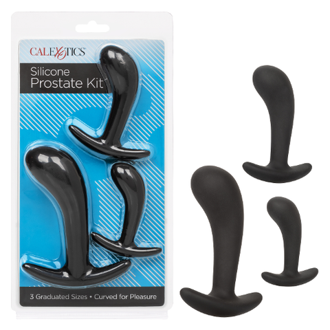 Silicone Prostate Kit 3 Graduated Sizes Black Satin Finish Silicone Curved for Pleasure Default Title Prostate Tools