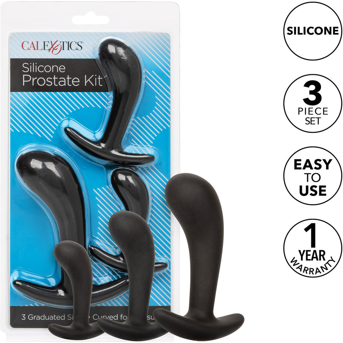 Silicone Prostate Kit – Curved Silicone Anal Plugs with Three Graduated Sizes and Satin Finish > Anal Range > Prostate Plugs