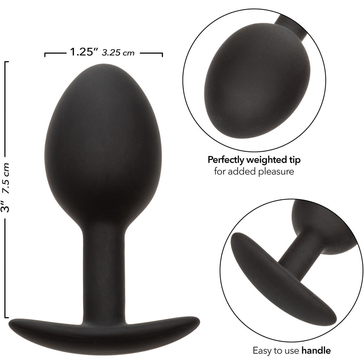 CalExotics Weighted Silicone Plug Black 0.57 oz 16.3 g Bulbous Shape with Easy Pull Handle > Anal Range > Butt Plugs