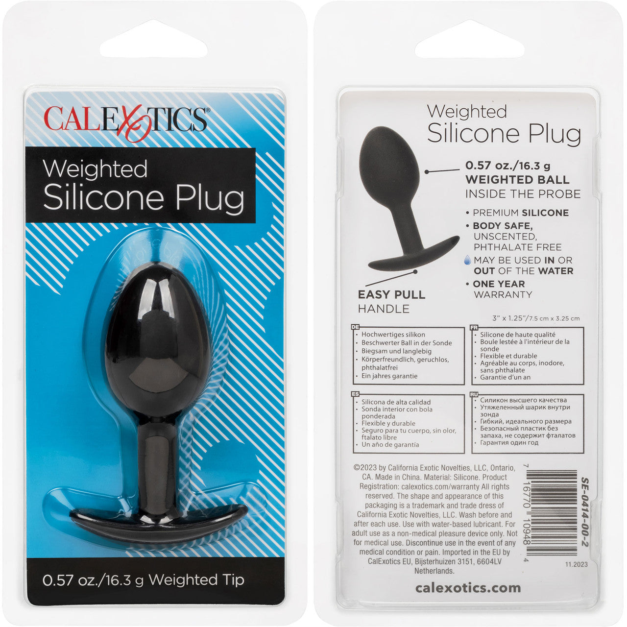 CalExotics Weighted Silicone Plug Black 0.57 oz 16.3 g Bulbous Shape with Easy Pull Handle > Anal Range > Butt Plugs