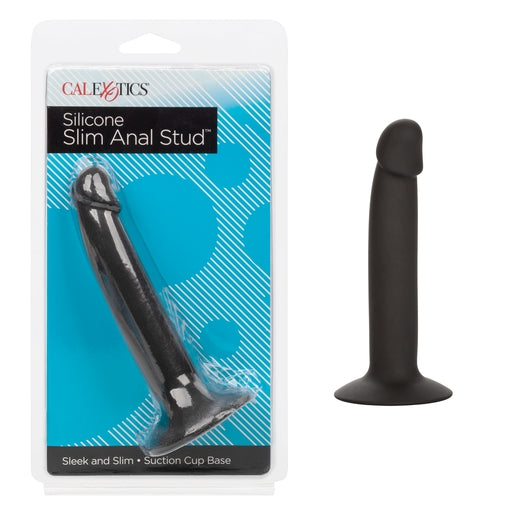 CalExotics Silicone Slim Anal Stud Black Slim Shaft with Suction Cup Base Default Title Butt Plugs