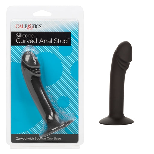 CalExotics Silicone Curved Anal Stud Black Smooth Silicone with Suction Cup Base 5 Inch Default Title Butt Plugs