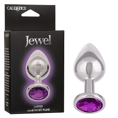 Jewel Large Amethyst Red Metallic Anal Plug with Heart-Shaped Gem Default Title Butt Plugs