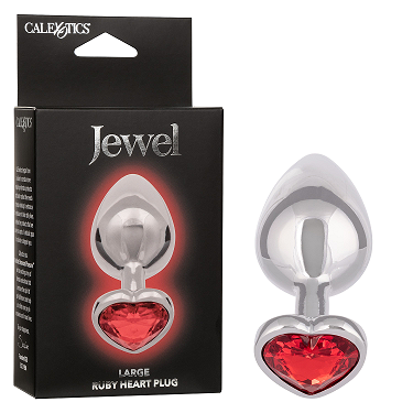 Jewel Large Ruby Heart Plug Red Metallic Anal Plug with Gem Accent Default Title Butt Plugs