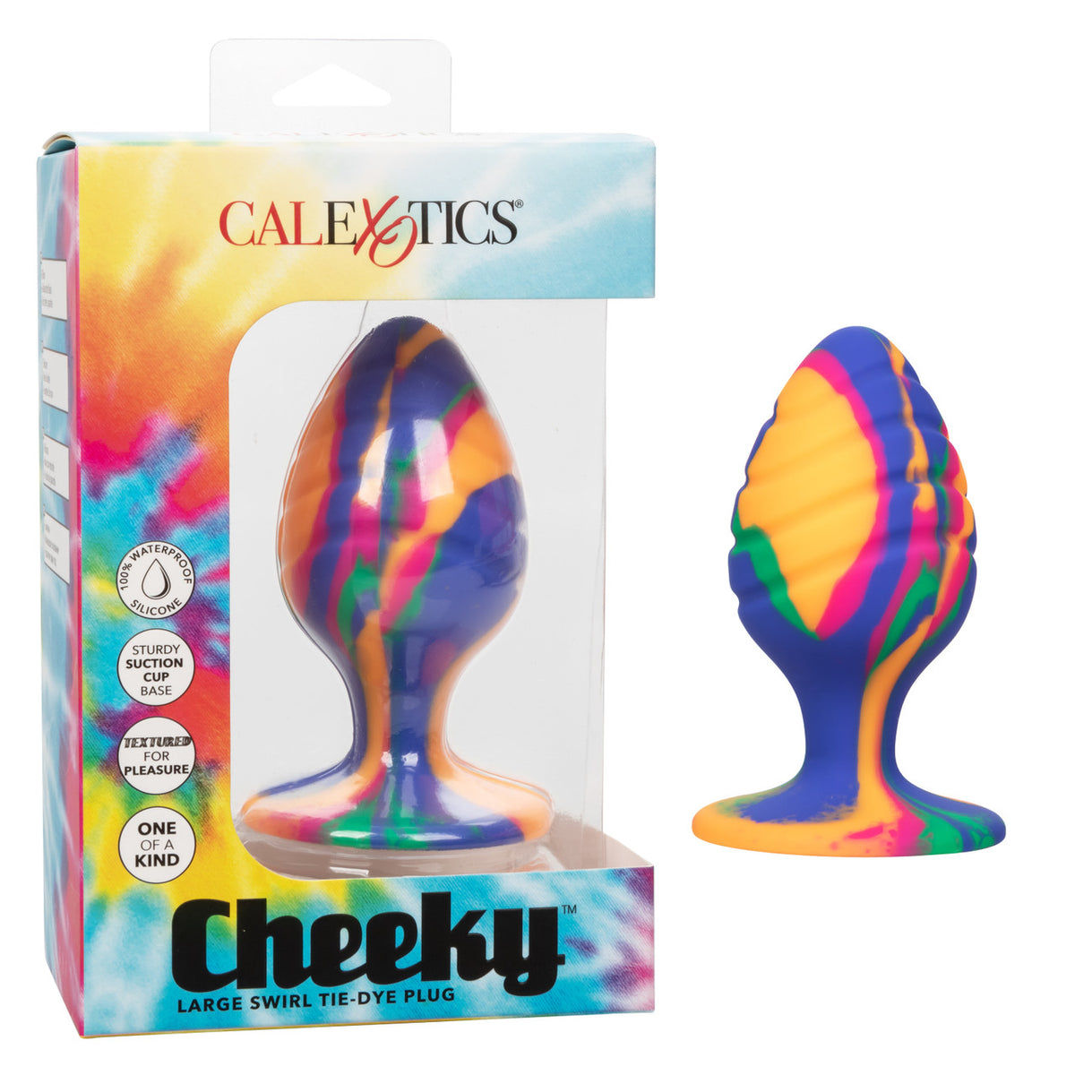 Cheeky Large Swirl Tie Dye – Colorful Large Butt Plug 3.5 Inch Multi > Anal Range > Butt Plugs