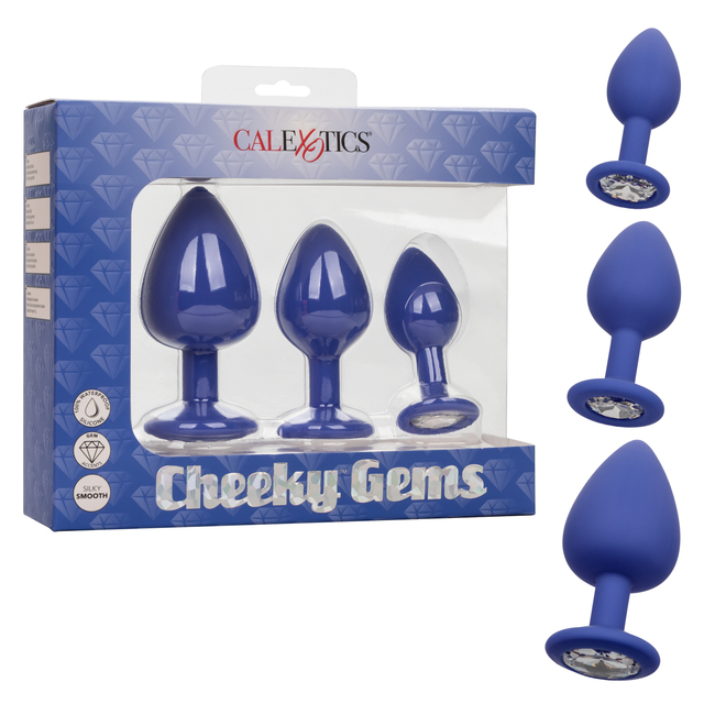 Cheeky Gems Purple Anal Training Kit with 3 Graduated Silicone Plugs and Sparkling Gem Base Default Title Butt Plugs