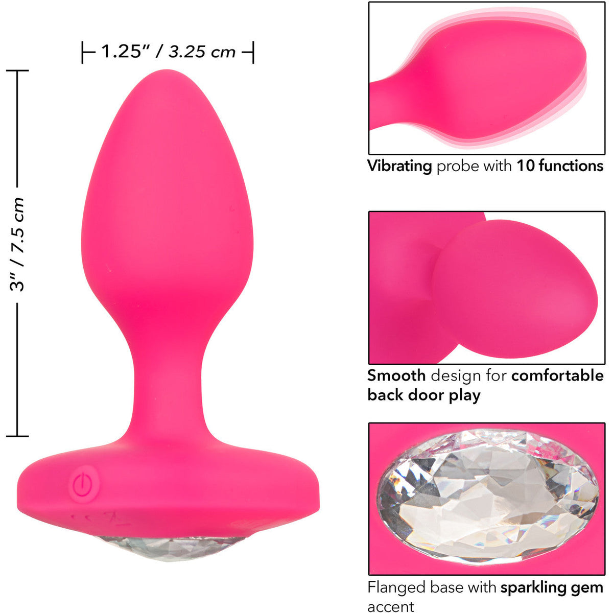 Cheeky Gems Medium Rechargeable Vibrating Probe – Silicone Vibrator > Anal Range > Vibrating Butt Plugs