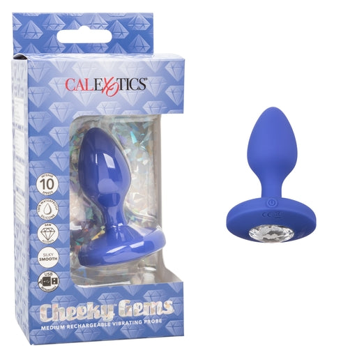 Cheeky Gems Collection Medium 3.5 Inches Silicone Butt Plug with Interchangeable Gems Blue Medium > Anal Range > Jewel Butt Plugs